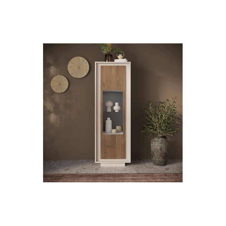 Vitrine SKY 1 porte – Finition Cashmere / Mercure